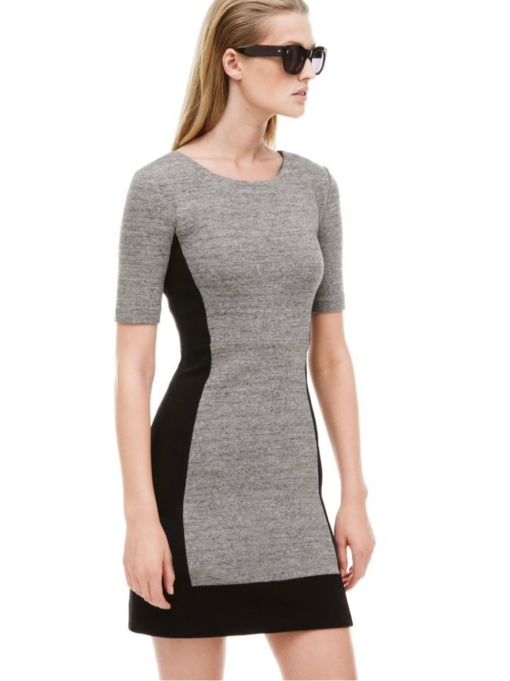 J. CREW | Gray and Black Wool Short Sleeve Colorblock Design Sheath Dress Sz. 4